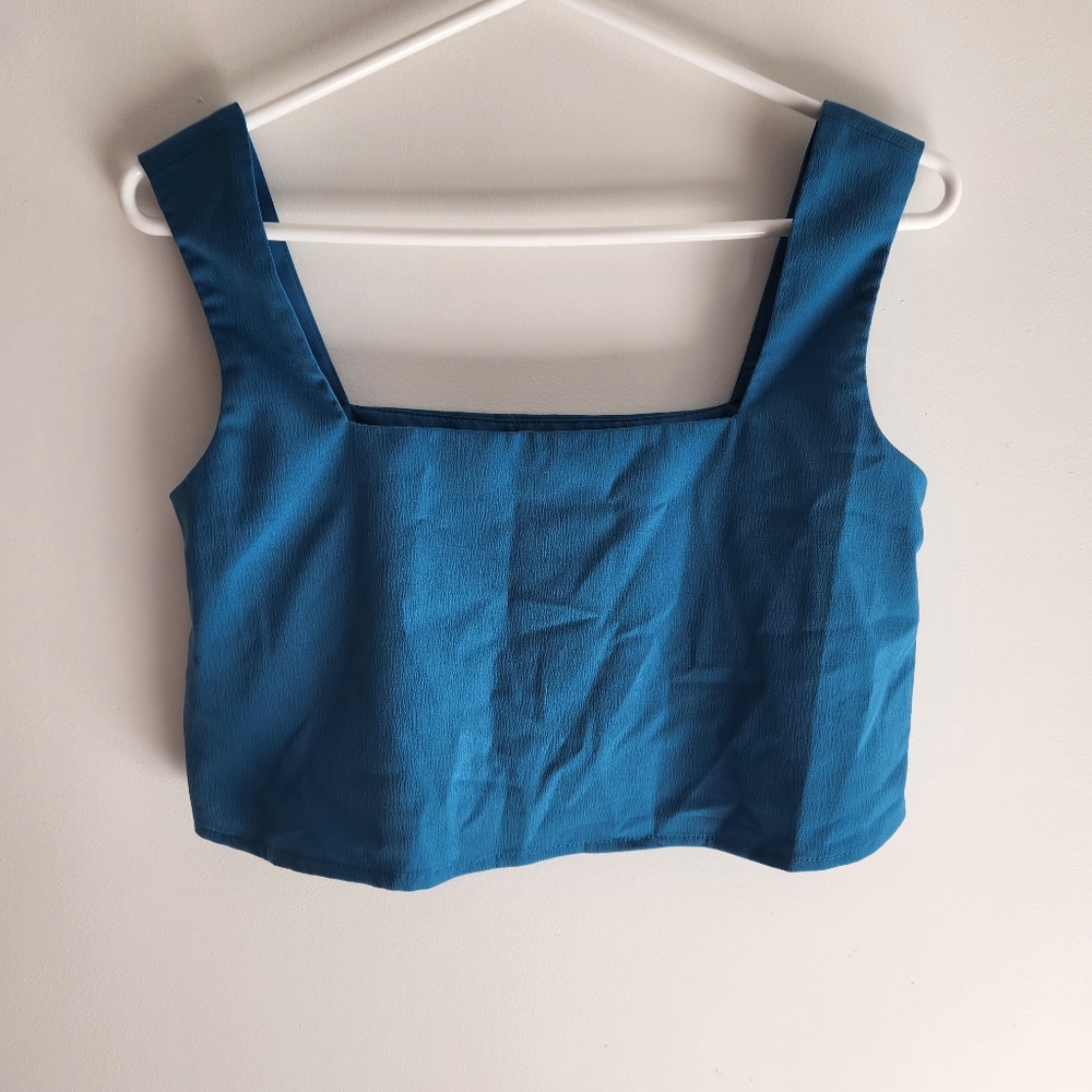 Love Bonito - Cerulean Blue Constance Boxy Square Neck Crop Tank